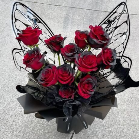 Red roses with butterfly design