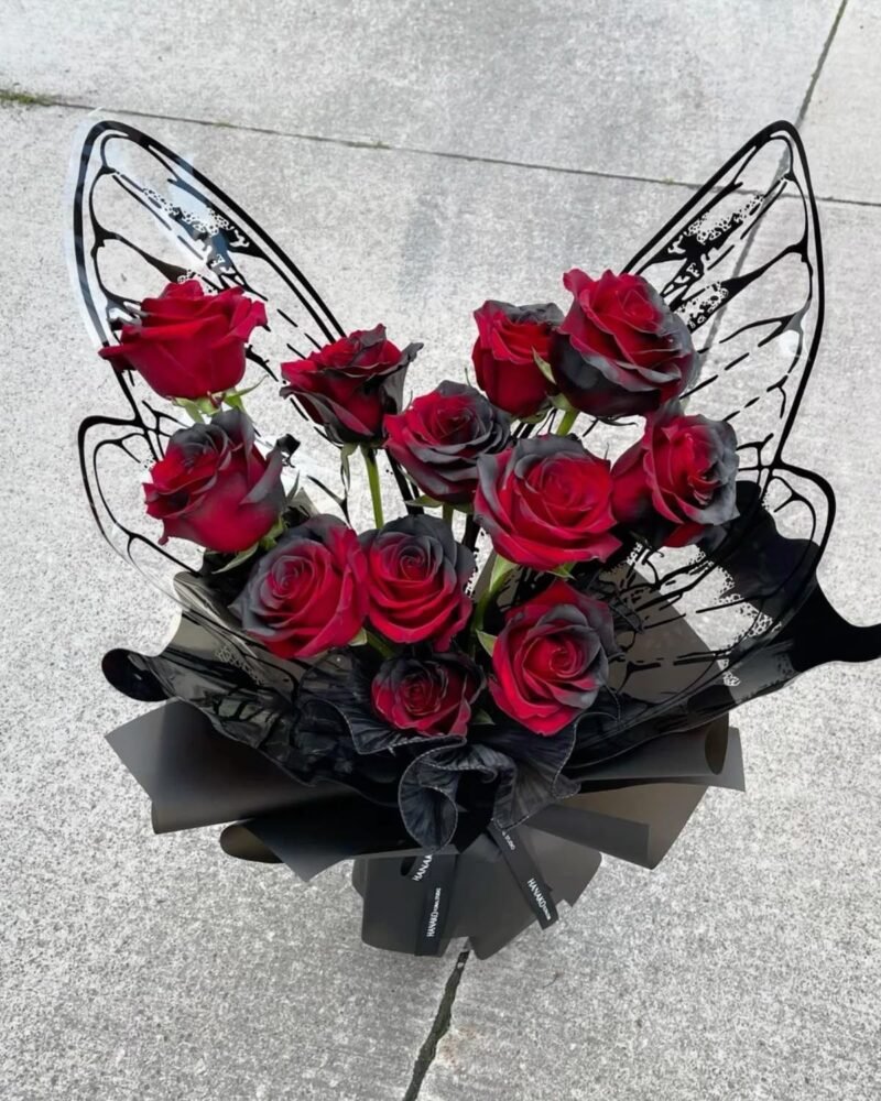 Red roses with butterfly design