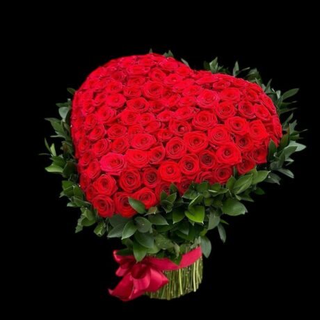 Heart shape with red rose