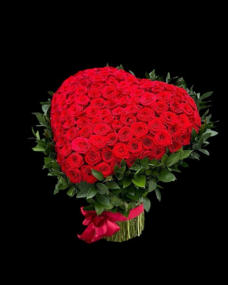 Heart shape with red rose